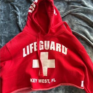 Red Lifeguard Cropped Hoodie